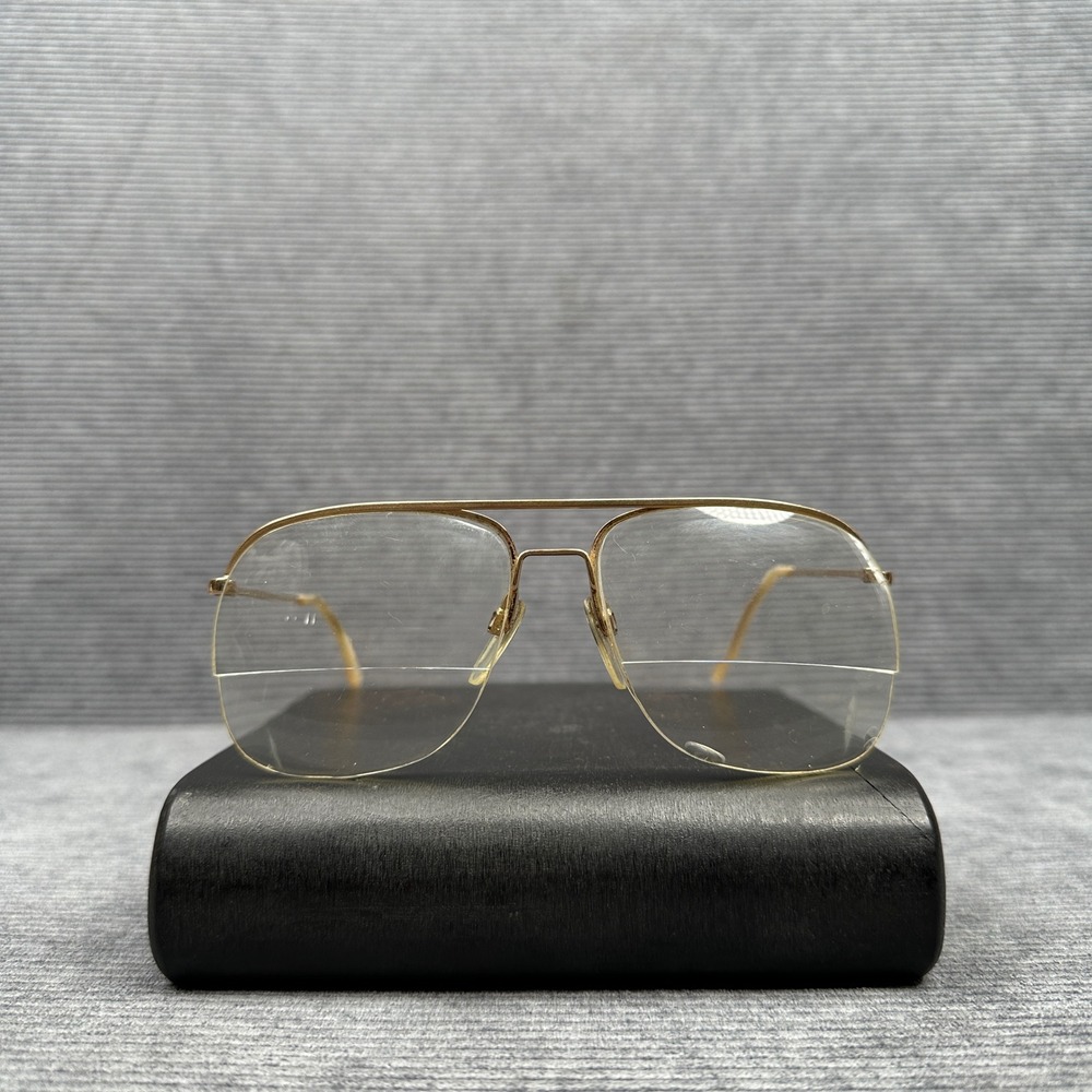 Apollo Exotica Vintage Aviator Y2K Eyeglasses Gold Electroplated Italy 58-18 135